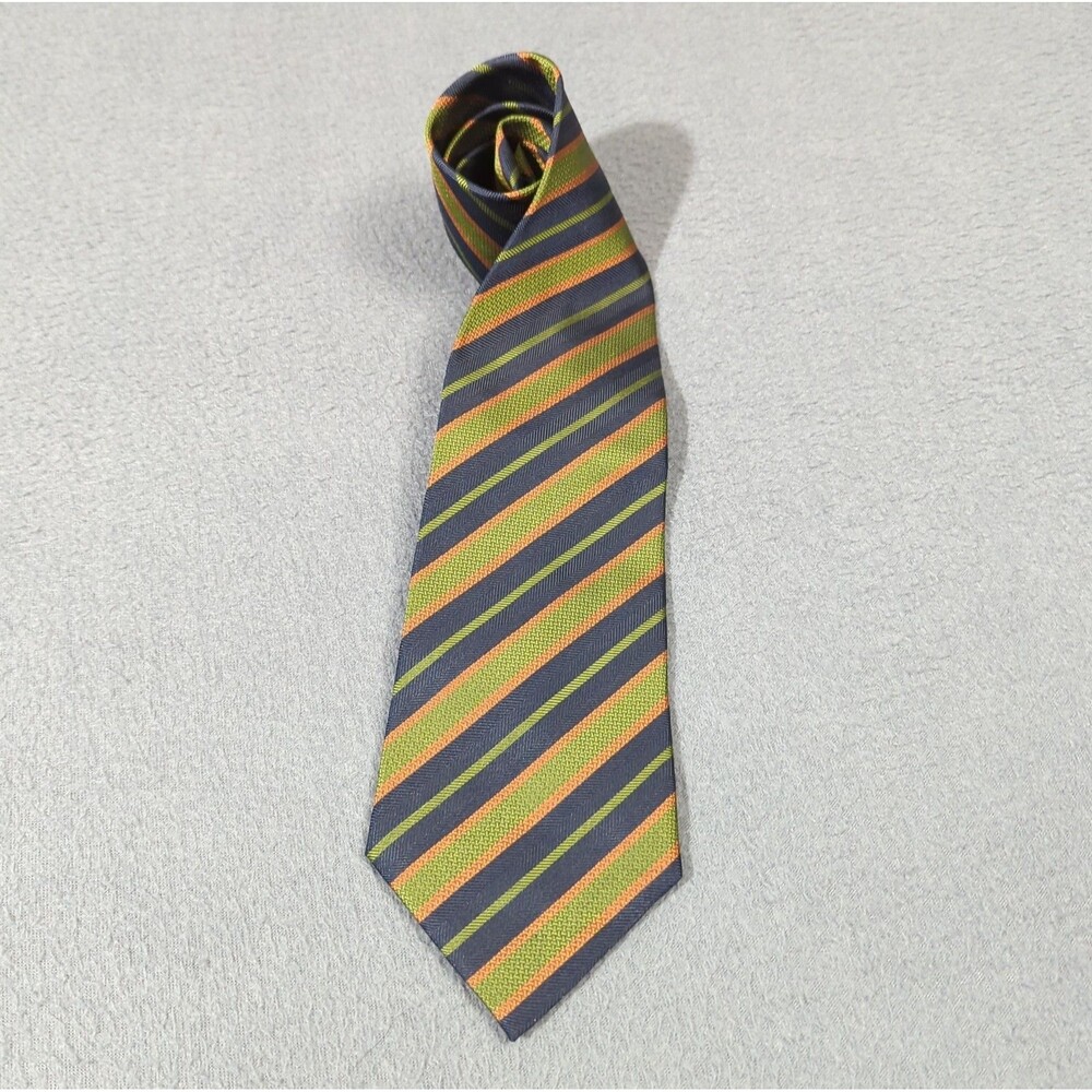 Ermengild Zegna Striped Repp Neck Tie 3.75 x 57 Multiocolor Silk Made In Italy
